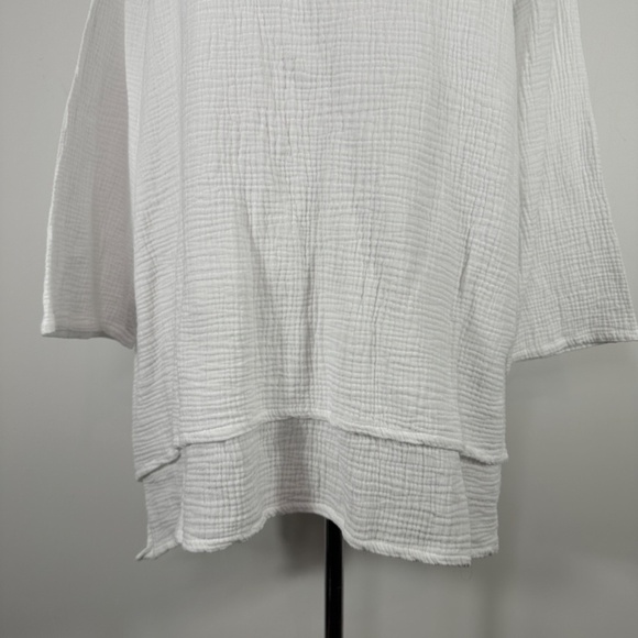 ET'LOIS USA 100% Cotton Olivia Tunic A-line 2-Layer Front White Top Size 2X - Picture 6 of 13